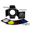 BD23 - 4-kleppenset inclusief 4 kleurenfilters & honingraat - past op reflectors van ø18 tot ø23cm - illuStar
