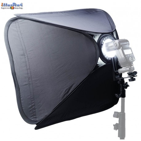 SBQS4040SL - Softbox (Quick Setup) - 40x40cm - met Cameraflitser houder type L met Flitsschoen (Canon/Nikon) - illuStar