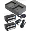 BATK2F750 - 2x NP-F750 Li-ion batterijen 4400mAh + Dubbele batterijlader met auto adapter 12V en voedingsadapter 220V