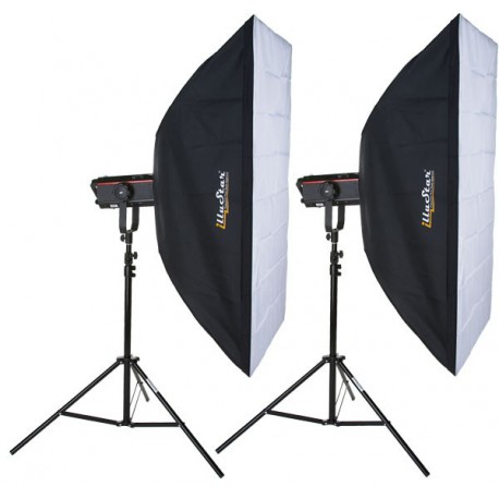 Studioflitsset - 2x FX-600-PRO 600 Ws Digitaal display, 2x statief 250cm, 2x Softbox illuStar 80x120cm - elfo