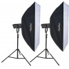 Studioflitsset - 2x FX-1200-PRO 1200 Ws Digitaal display, 2x statief 250cm, 2x Softbox illuStar 80x120cm - elfo