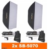 Flitsset - 2x FS-200DR 200 Ws Digitaal display, 2x statief 195cm, 2x Softbox 50x70cm, 1x RT-604T - illuStar