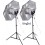 Continu studio verlichting set, 4x 105W Daglicht fluorescentielampen, 2x statief 190cm, 2x Paraplu zilver ø84cm - illuStar