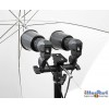 Universele Dubbele lampenhouder LHD27U voor twee E27 lampen / slave flash - (draai & kantelbaar) met parapluhouder - illuStar